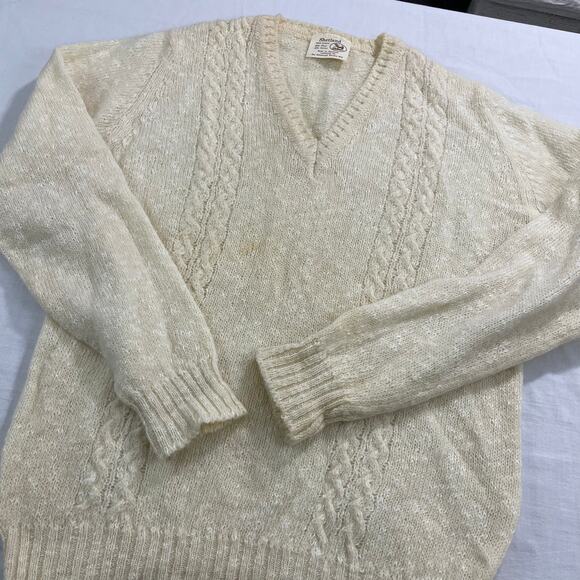 VTG Shetland Knit Sweater, Wool Cotton Blend, Mens Size M, Made in Scotland - Picture 4 of 6